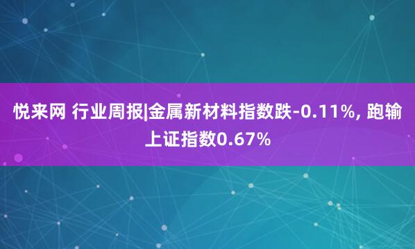 悦来网 行业周报|金属新材料指数跌-0.11%, 跑输上证指数0.67%